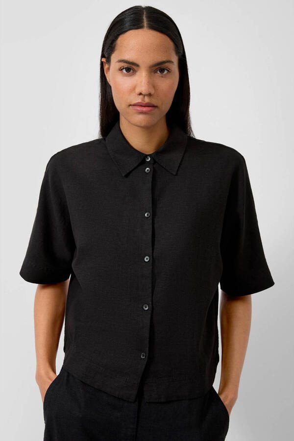 S.Oliver blouse met linnen zwart