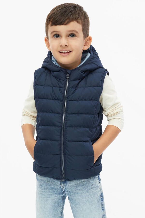 S.Oliver bodywarmer donkerblauw Meisjes Polyester Capuchon Effen