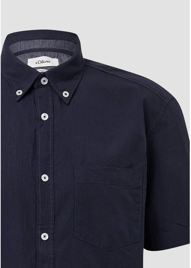 S.Oliver Overhemd met korte mouwen met wasbeurt en geweven tape - Foto 3