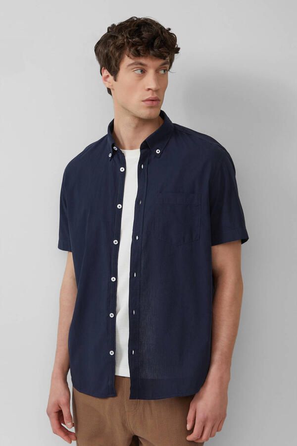 S.Oliver Overhemd met korte mouwen met wasbeurt en geweven tape - Foto 2