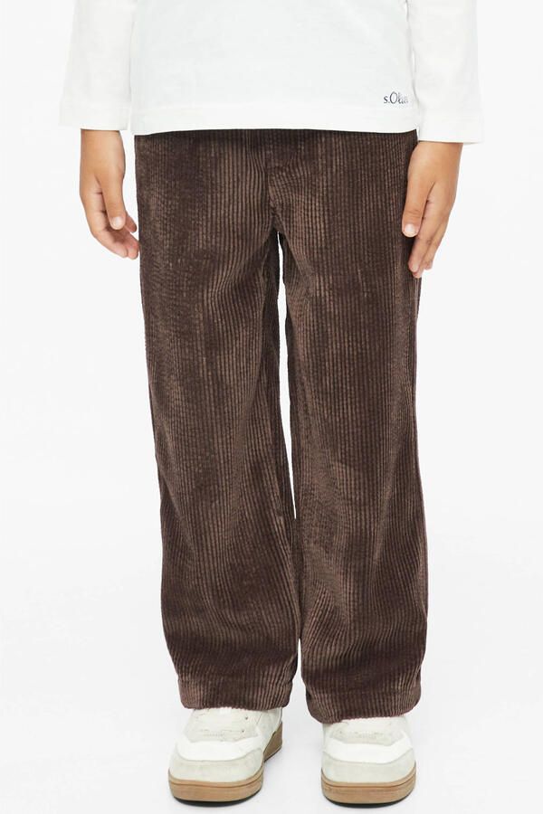 S.Oliver corduroy casual broek donkerbruin