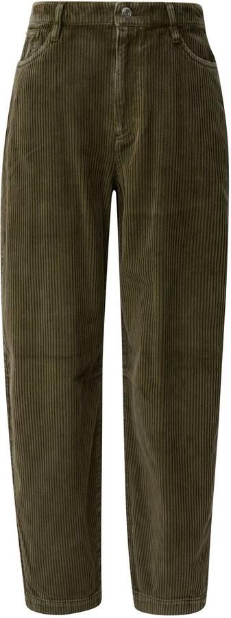 S.Oliver corduroy cropped barrel broek donkergroen