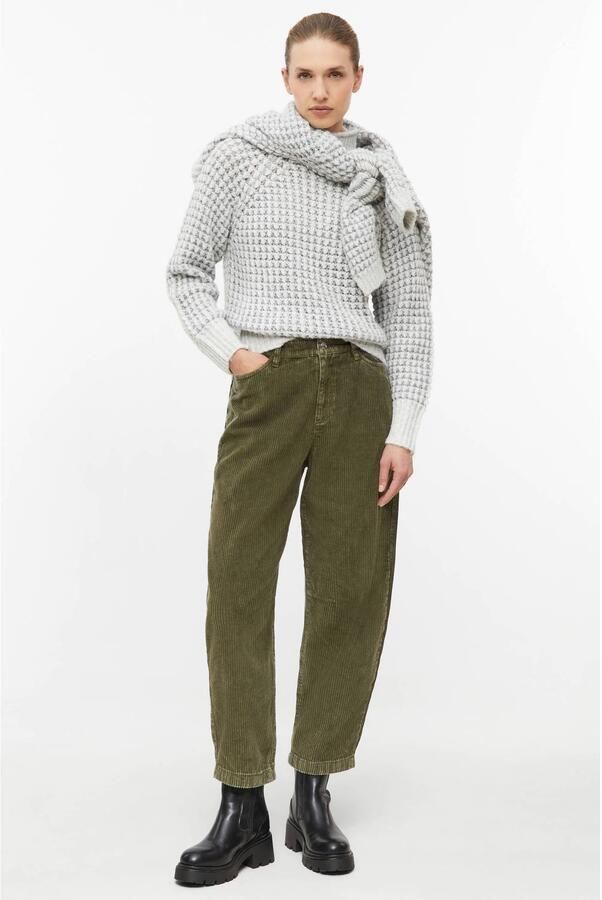S.Oliver corduroy cropped barrel broek donkergroen - Foto 3