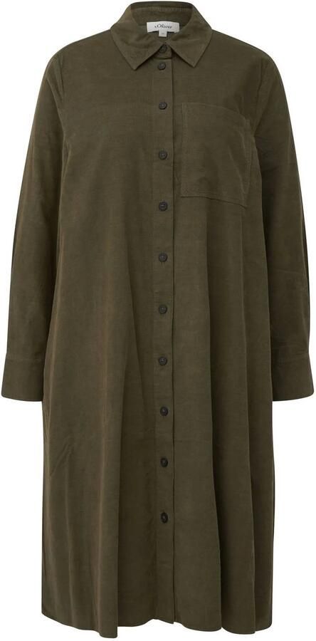 S.Oliver corduroy korte blousejurk donkergroen