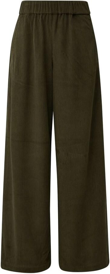 S.Oliver corduroy wide leg casual broek donkergroen