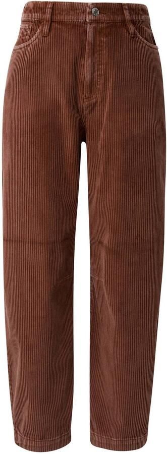 S.Oliver cropped barrel broek met corduroy details bruin