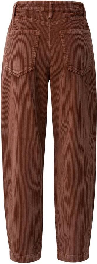 S.Oliver cropped barrel broek met corduroy details bruin