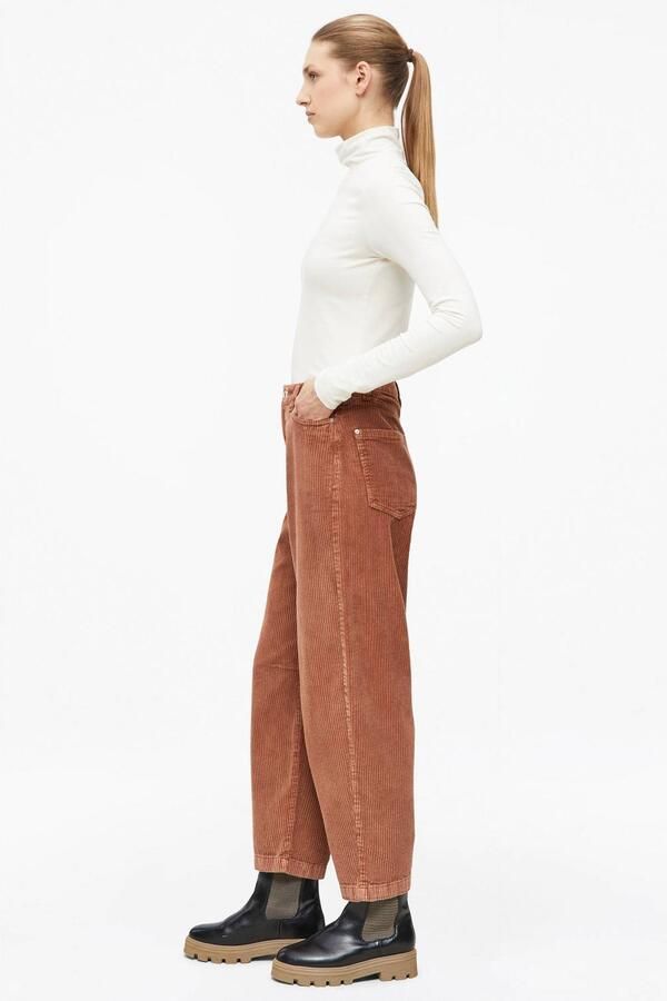 S.Oliver cropped barrel broek met corduroy details bruin - Foto 2