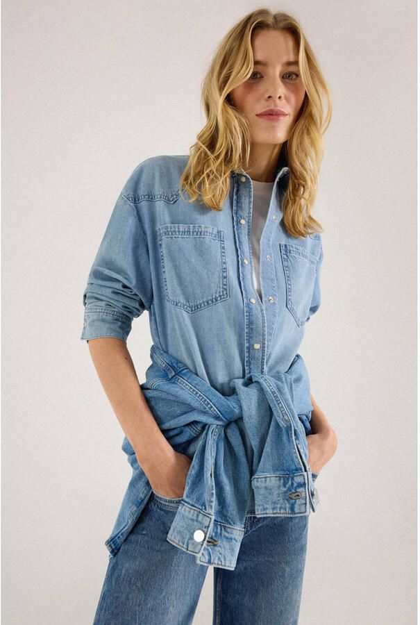 S.Oliver RED LABEL loose fit jeansblouse van puur katoen