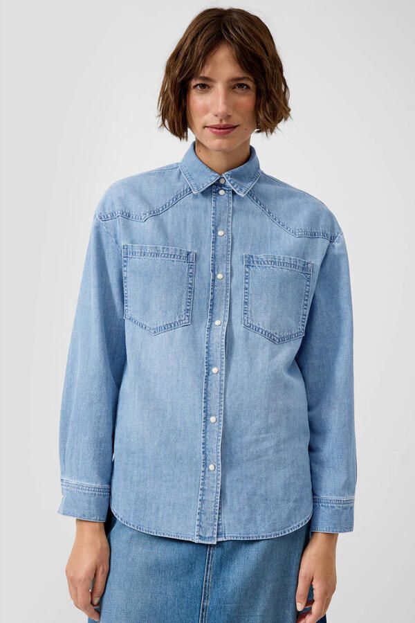 S.Oliver RED LABEL loose fit jeansblouse van puur katoen - Foto 3