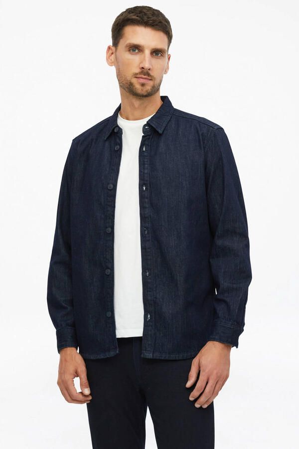 S.Oliver denim regular fit casual overhemd marine - Foto 2