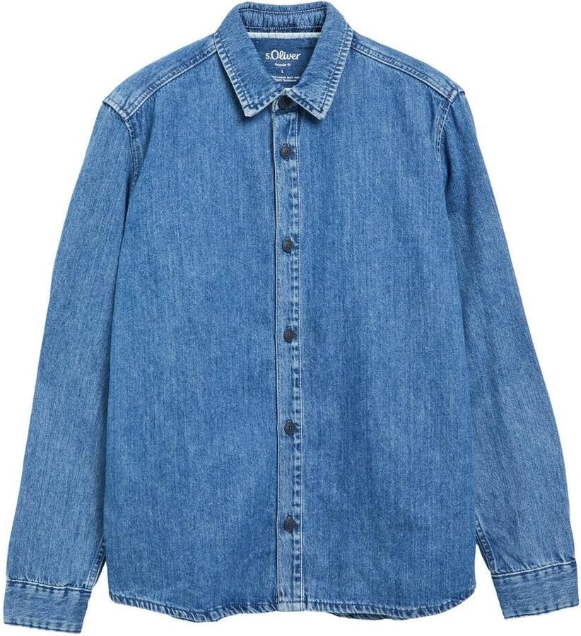 S.Oliver denim regular fit overhemd blauw