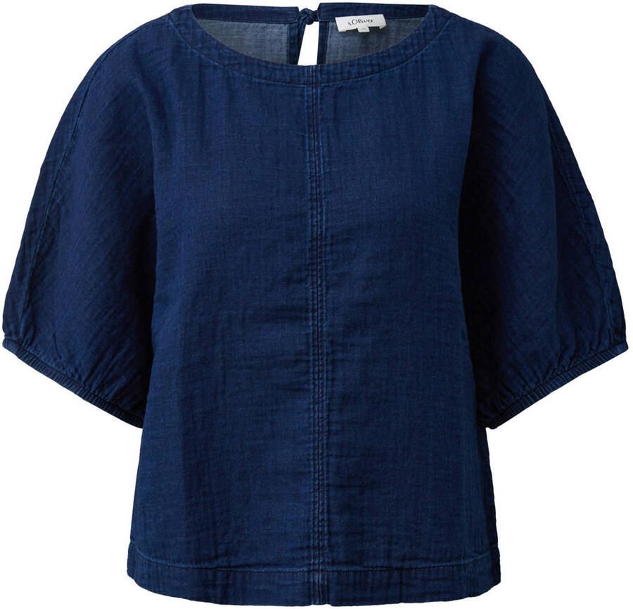 S.Oliver RED LABEL relaxed fit blouse met korte mouwen van puur katoen