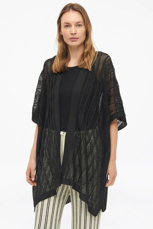 S.Oliver fijn gebreid kimono vest zwart