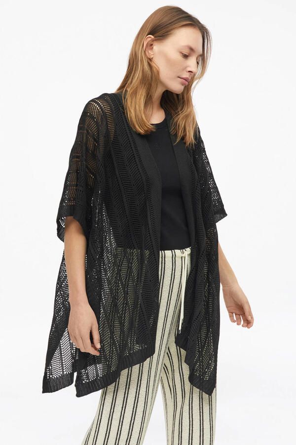 S.Oliver fijn gebreid kimono vest zwart - Foto 3