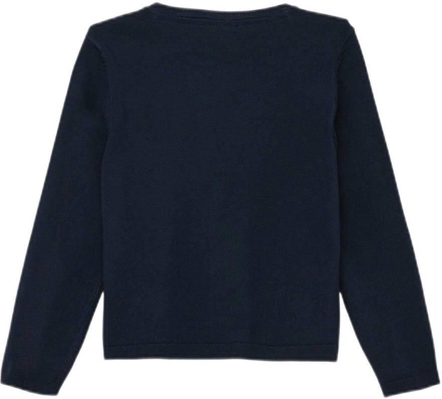 S.Oliver fijngebreid vest donkerblauw Meisjes Viscose Ronde hals Effen 104 110