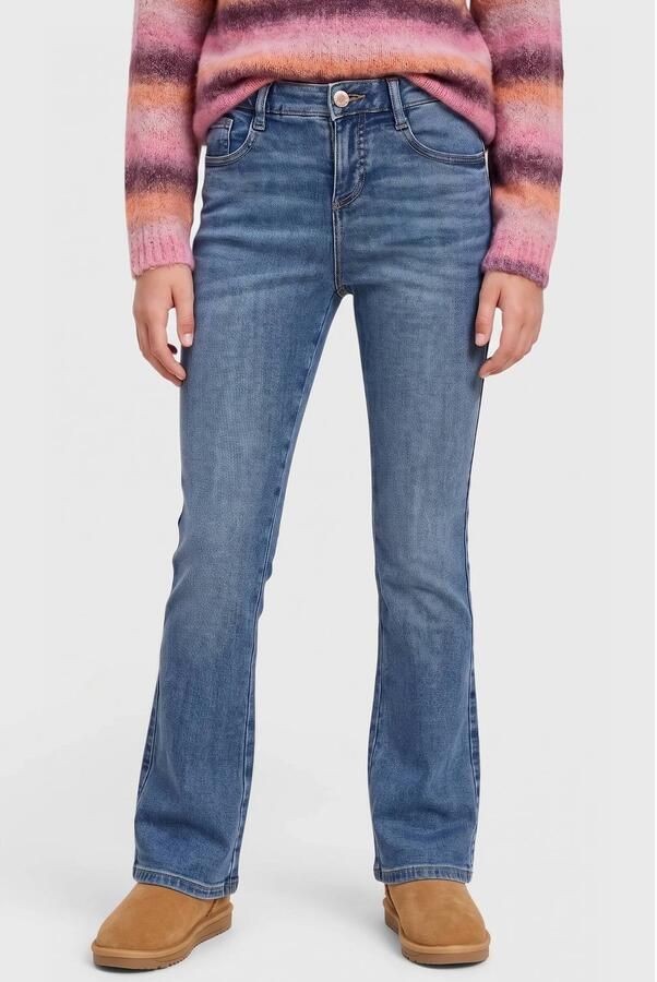 S.Oliver flared jeans blauw Meisjes Stretchdenim Effen