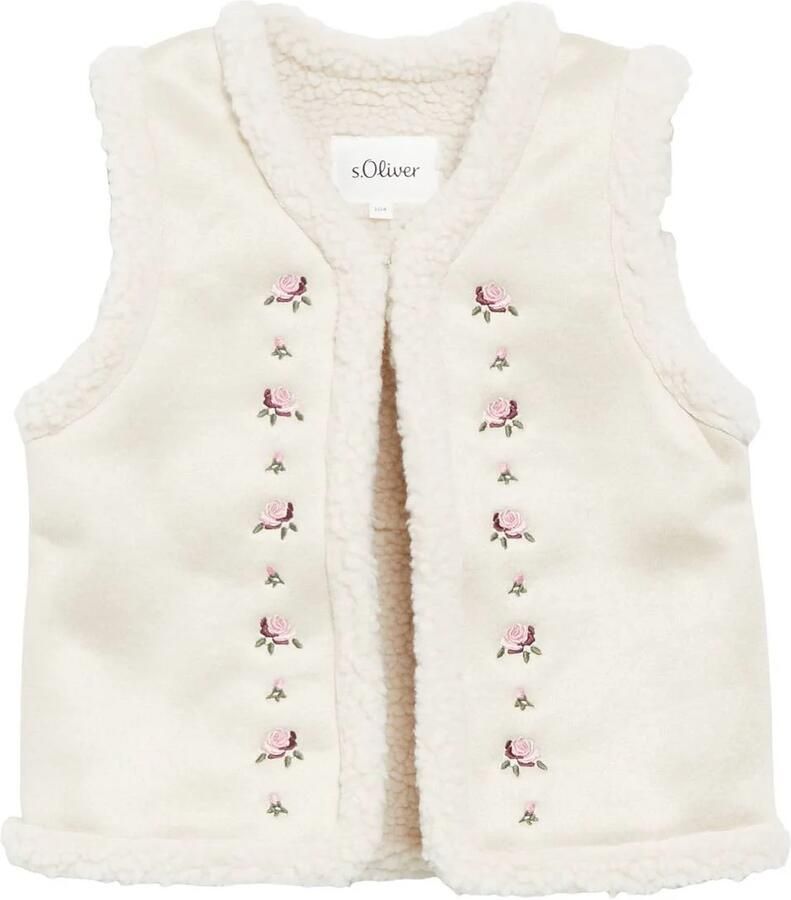 S.Oliver gebloemd gilet beige Meisjes Polyester V-hals Bloemen