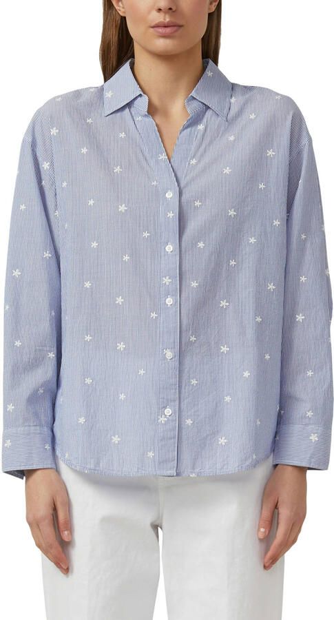 S.Oliver gebloemde blouse met krijtstreep blauw