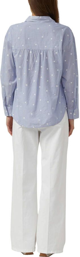 S.Oliver gebloemde blouse met krijtstreep blauw - Foto 3