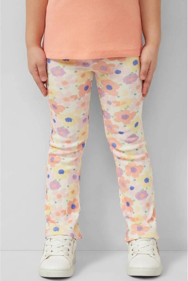 S.Oliver gebloemde legging ecru rib gebreid