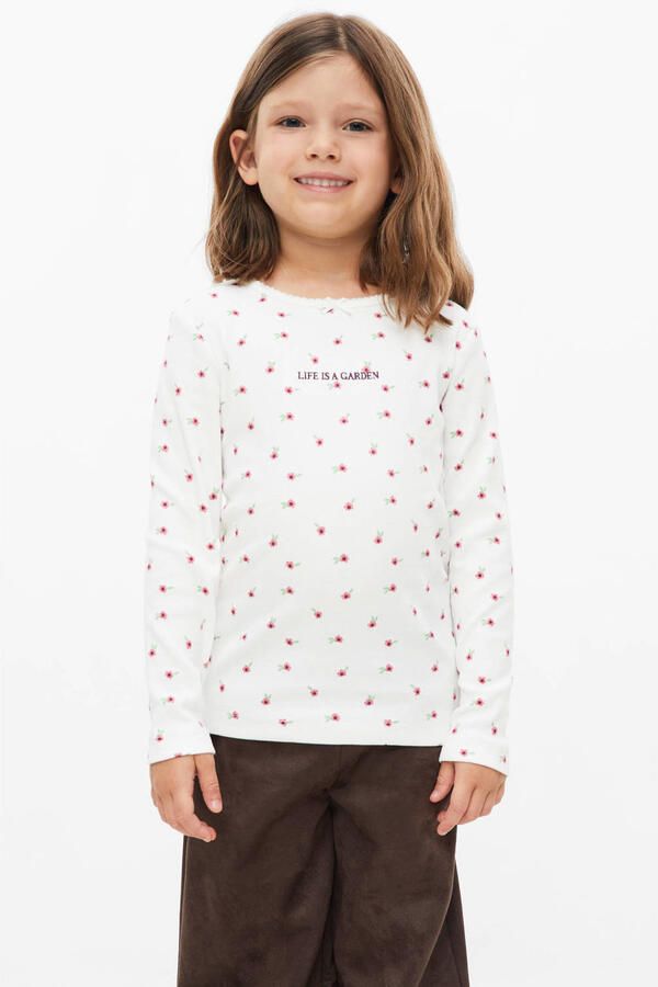 S.Oliver gebloemde longsleeve met borduursels ecru