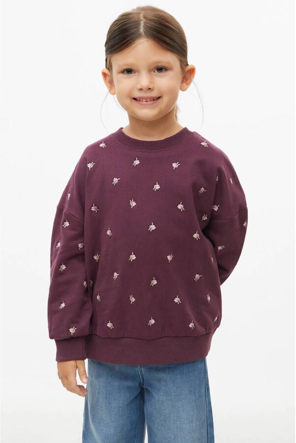 S.Oliver gebloemde sweater donkerrood Trui Bloemen