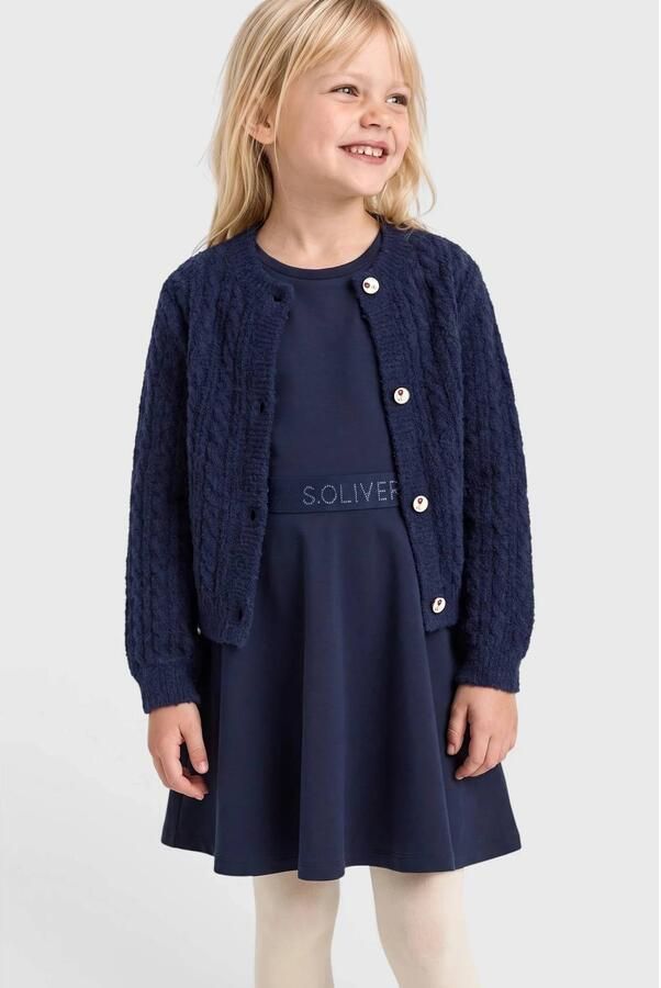 S.Oliver gebreid vest donkerblauw Meisjes Polyamide Ronde hals Effen