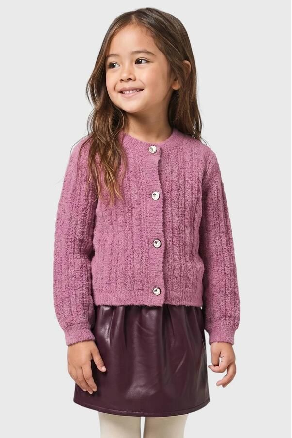 S.Oliver gebreid vest roze Meisjes Polyamide Ronde hals Effen
