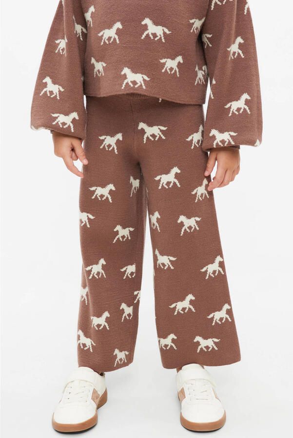 S.Oliver gebreide casual broek met print donkerbruin
