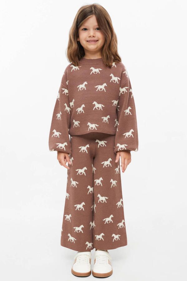 S.Oliver gebreide casual broek met print donkerbruin - Foto 2
