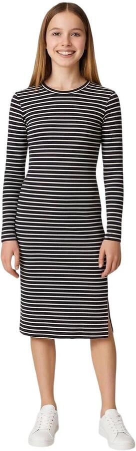 S.Oliver gebreide gestreepte bodycon jurk met split marineblauw wit