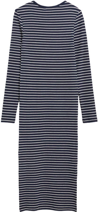 S.Oliver gebreide gestreepte bodycon jurk met split marineblauw wit - Foto 2