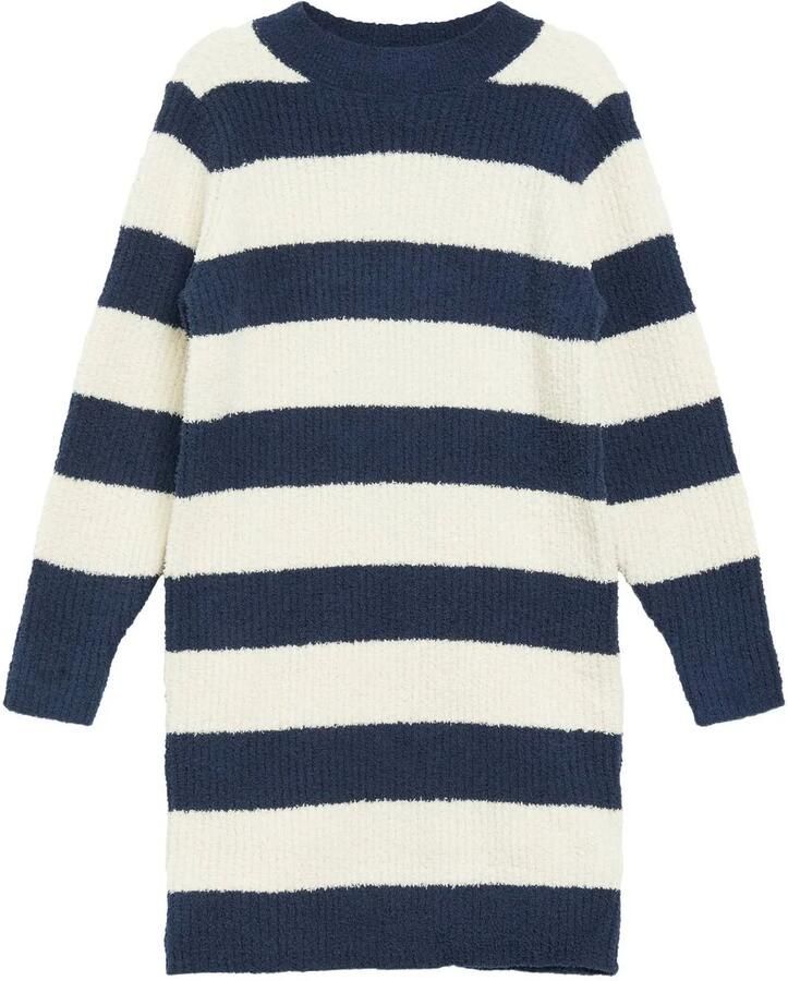 S.Oliver gebreide gestreepte jurk ecru donkerblauw