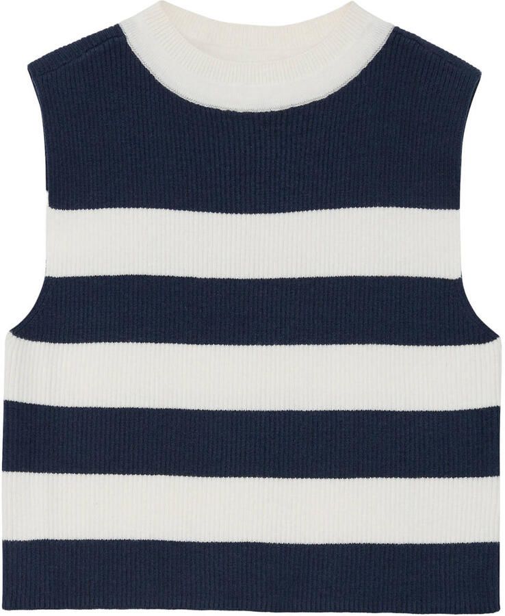 S.Oliver gebreide gestreepte mouwloze top donkerblauw