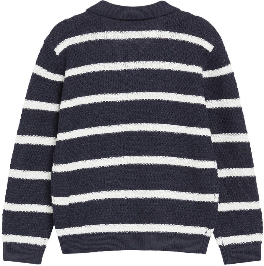 S.Oliver gebreide gestreepte polo donkerblauw