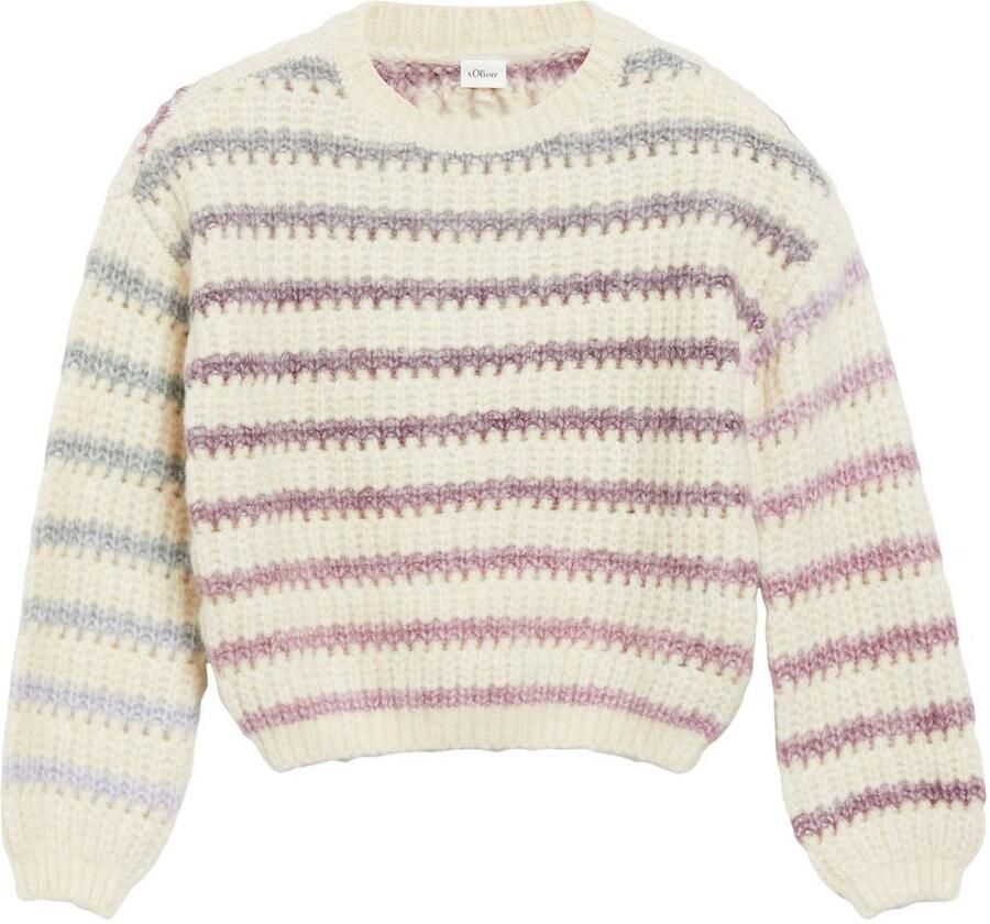 S.Oliver gebreide gestreepte trui beige paars blauw