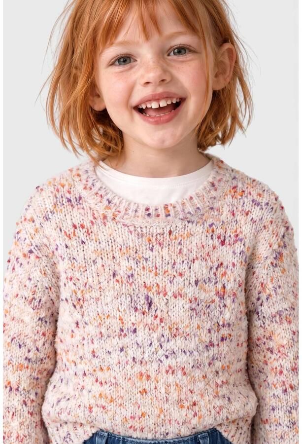 S.Oliver gebreide trui met glitters ecru paars oranje Meisjes Polyester Ronde hals