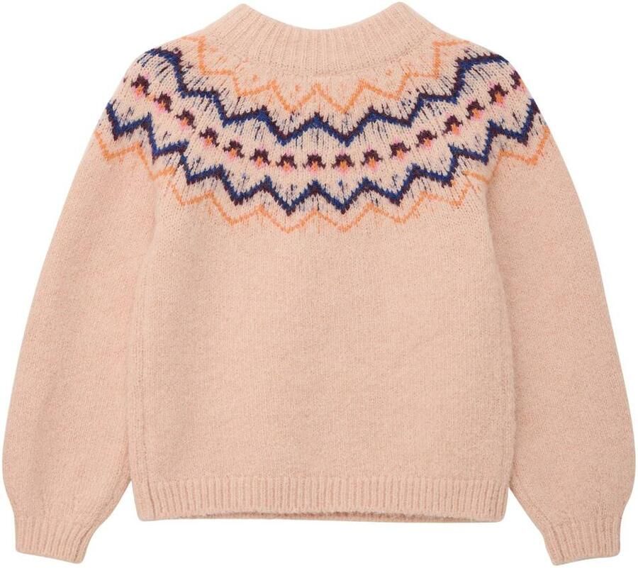 S.Oliver gebreide trui met print beige Meisjes Polyester Ronde hals Printopdruk