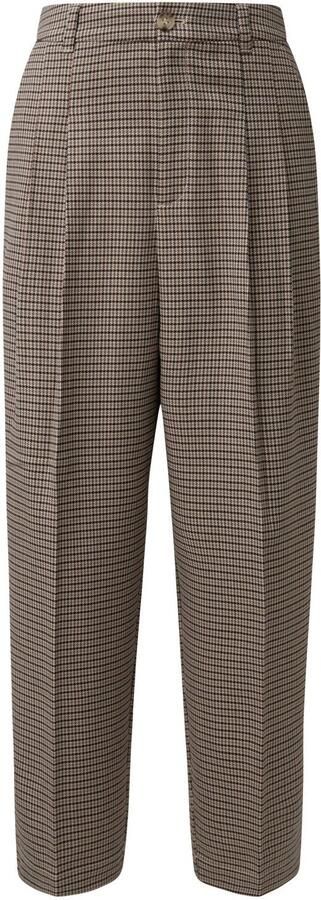 S.Oliver geruite barrel broek met plooien beige zwart