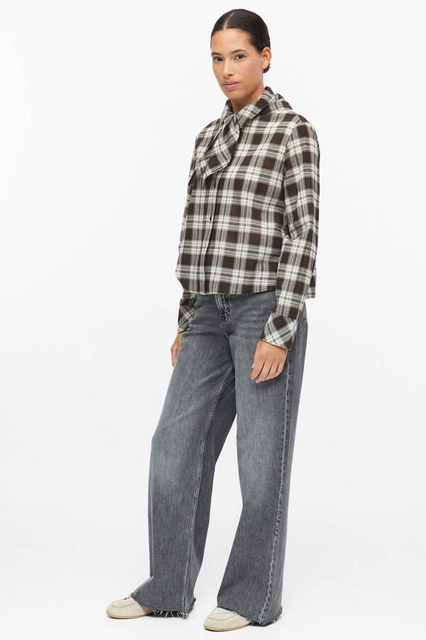 S.Oliver geruite blouse bruin ecru - Foto 2