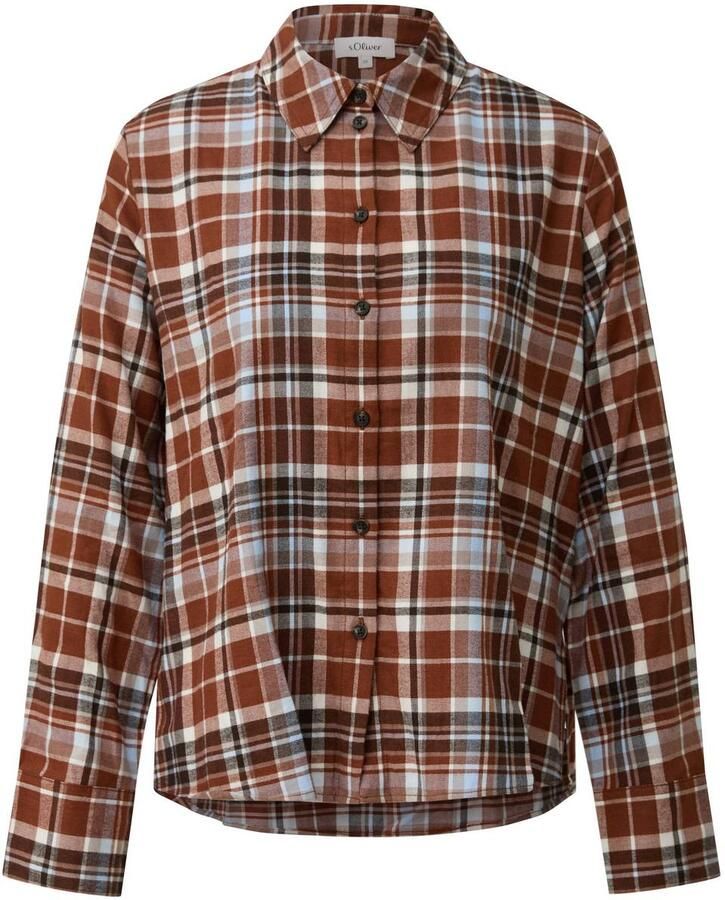 S.Oliver geruite blouse bruin lichtblauw