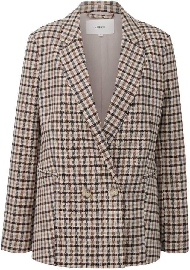 S.Oliver geruite double breasted blazer grijs zwart