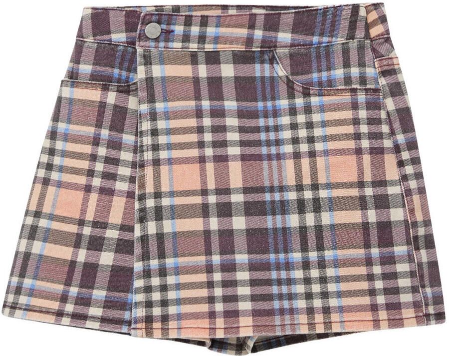 S.Oliver geruite skort lichtroze bruin blauw