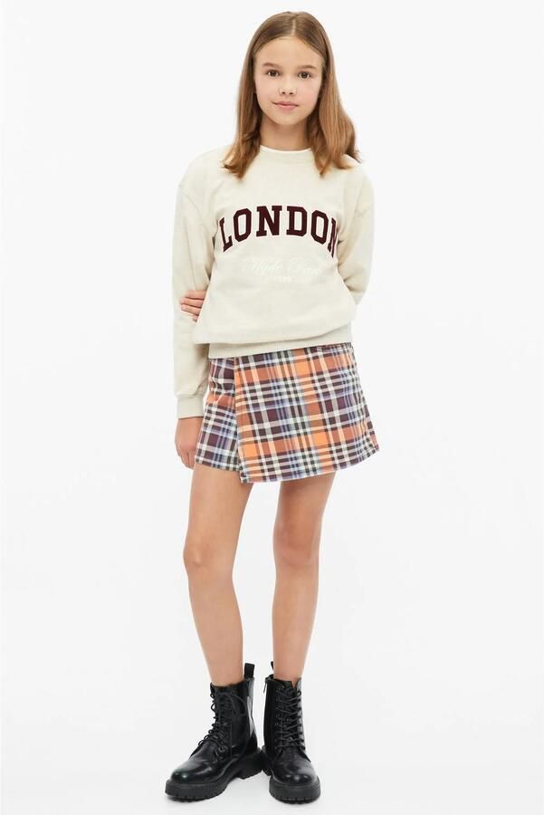 S.Oliver geruite skort lichtroze bruin blauw Rok Meisjes Katoen Ruit