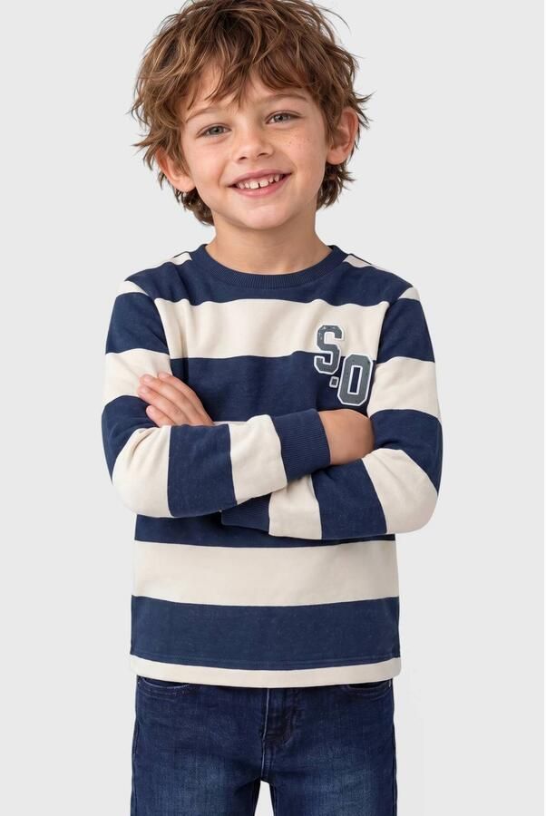 S.Oliver gestreept T-shirt marine Blauw Jongens Sweat Ronde hals Streep