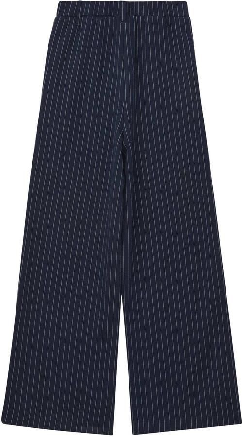 S.Oliver gestreepte casual broek donkerblauw Meisjes Polyester Krijtstreep