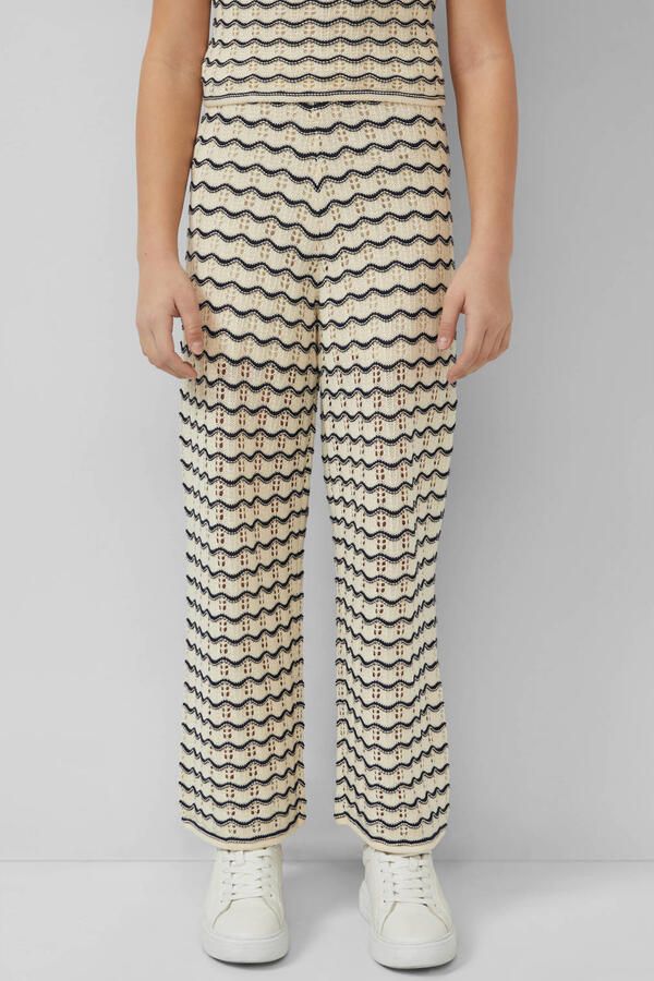 S.Oliver gestreepte casual broek ecru ajour