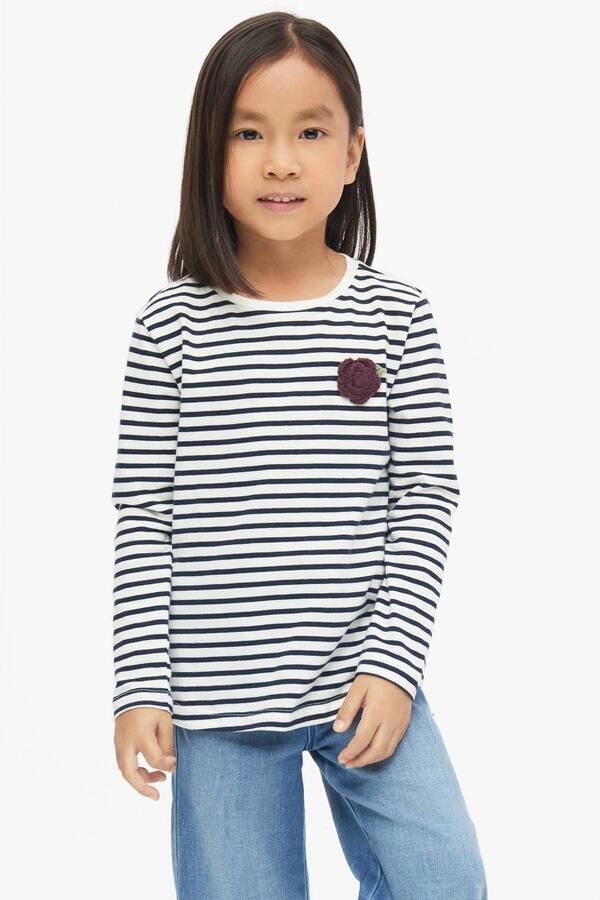 S.Oliver gestreepte longsleeve ecru donkerblauw Meisjes Katoen Ronde hals
