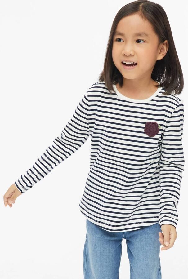 S.Oliver gestreepte longsleeve ecru donkerblauw Meisjes Katoen Ronde hals - Foto 2